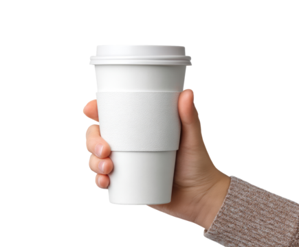 Hand holding a white disposable coffee cup (7)
