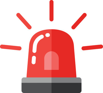 Flat red emergency beacon light flashing signals alert warning danger emergency services security isolated on transparent background