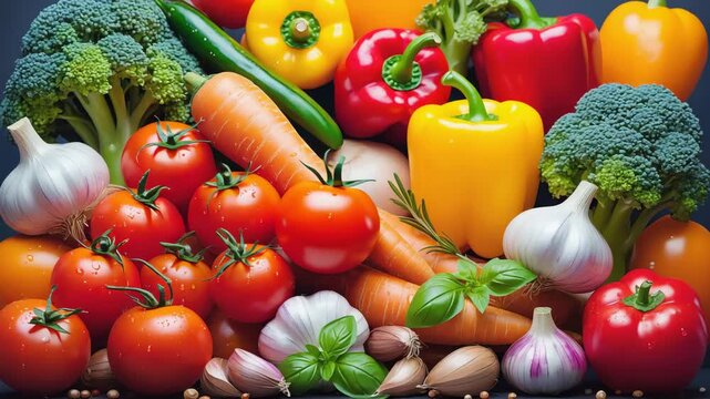 新鮮な野菜の盛り合わせの動画