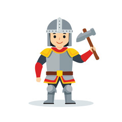 Knight with Hammer Ready to Fight