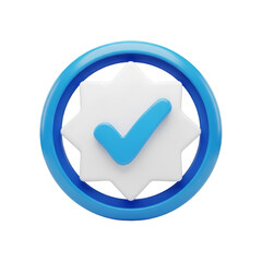 Illustration of a verified badge isolated on transparent background, social media verification icon
