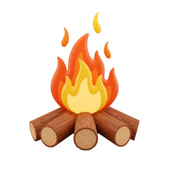 Campfire with logs isolated on transparent background, a cozy and warm outdoor experience