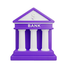Bank building isolated on transparent background, a symbol of finance, security, and trust