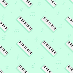 Seamless Pattern Abstract Elements Concert, Performance, Music Piano Keys Notes Vector Design Style Background Illustration Texture For Prints Textiles, Clothing, Gift Wrap, Wallpaper, Pastel