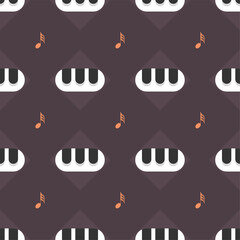 Seamless Pattern Abstract Elements Concert, Performance, Music Piano Keys Notes Vector Design Style Background Illustration Texture For Prints Textiles, Clothing, Gift Wrap, Wallpaper, Pastel