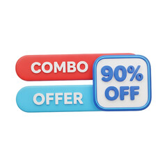 Combo offer 90 off isolated on transparent background