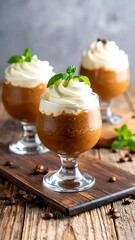Iced Coffee Delights - Refreshing Summer Beverages with Cream and Mint.