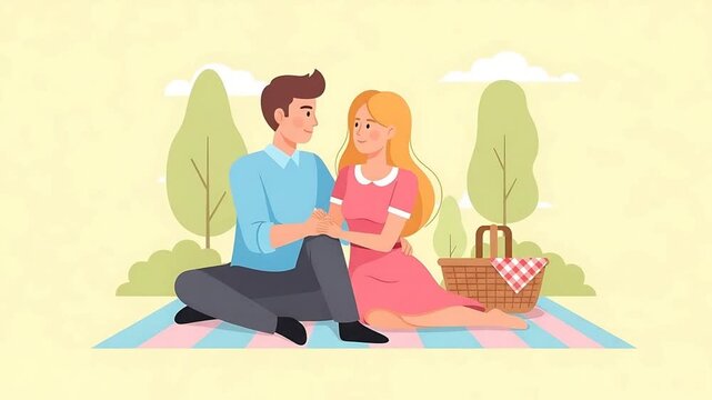 romance happy couple enjoying romantic picnic outdoors