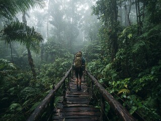 Fototapeta premium man in nature, man outdoors, man in forest, man hiking, man in mountains, man in wilderness, man in natural landscape