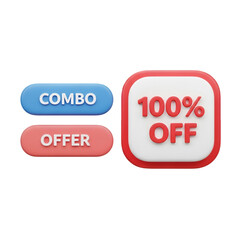 Combo offer with 100 off isolated on transparent background, a great deal for customers