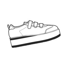Sneakers, Sport shoes. Hand drawn style. Outline doodle isolated on white background. Vector illustration