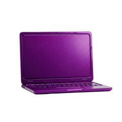 Purple laptop isolated on transparent background, showcasing a sleek and modern design