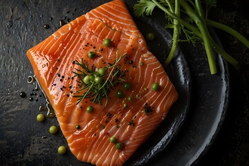 grilled salmon steak with herbs