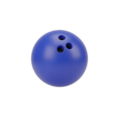 Blue Bowling Ball with Three Finger Holes on White Background