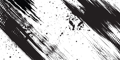 Vector grunge texture. Grunge black and white texture of black brush strokes on white paper or background. Vector Illustration