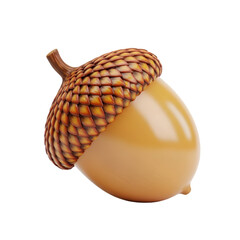 A brown acorn with a textured cap isolated on transparent background, a symbol of autumn