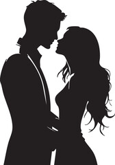 Romantic Couple Silhouette Vector: Man and Woman in Love, Intimate Embrace, and Elegant Valentine's Day Design

