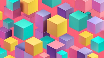 Obraz premium Isometric cubes in pastel colors create a playful and modern background