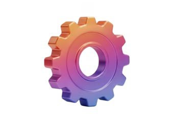 3d gear icon with gradient color isolated on transparent background