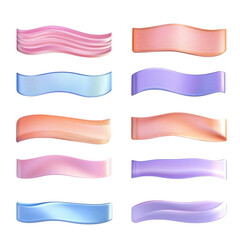 AI Image Presentation of lustrous pastel ribbons on a dark background for festive projects and