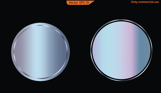 Vector illustration of a circle. Set of metal banners. Set of Silver foil texture background. Realistic silver, gradient mesh. Set of silver foil textures with black background. High resolution.	
