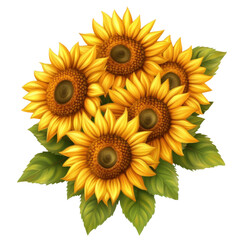Fototapeta premium AI Image: A radiant cluster of stylized sunflowers, their golden petals blooming against a void