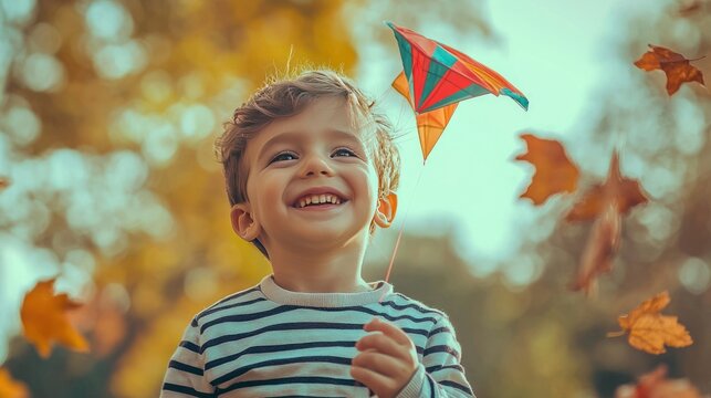 Child holding pinwheel autumn