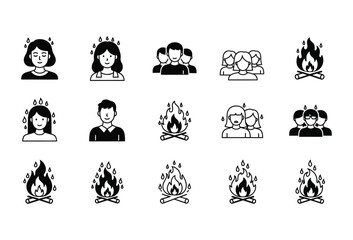 Vector illustration of vector art of illustrations of people gathering around campfires and feeling emotions