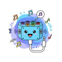 Cute Music Sharing Hub, a Happy Audio Splitter Cartoon Illustration