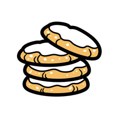 Stack of delicious glazed donuts with white icing and sprinkles.