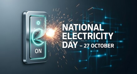Electric Switch Turning on Sparking Light for National Electricity Day October 27