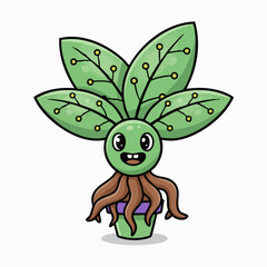 Cute Plant Character A Digital Illustration of a Playful Nature-Tech Hybrid