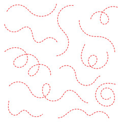 Hand drawn curve dotted line vector set. Set of hand drawn curve dotted line.