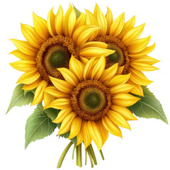 Fototapeta premium AI Image a radiant trio of sunflowers bursting with sunny charm and delicate leaves against black