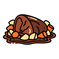 Delicious roasted meat with vegetables a culinary masterpiece.