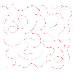 Hand drawn curve dotted line, Spiral dotted line hand drawn, Dotted lines path on white background