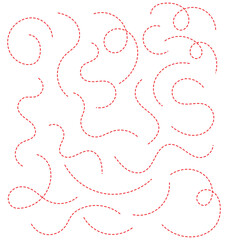 Hand drawn curve dotted line vector set. eps 10