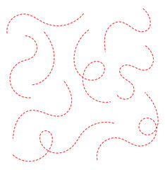 Abstract Curved Dotted Swirl Line. Hand drawn curve dotted line vector set. Long squiggle dashed collection. Dotted Spiral Curve Line.