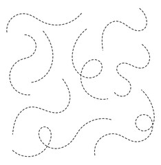 Abstract Curved Dotted Swirl Line. Hand drawn curve dotted line vector set. Long squiggle dashed collection. Dotted Spiral Curve Line.