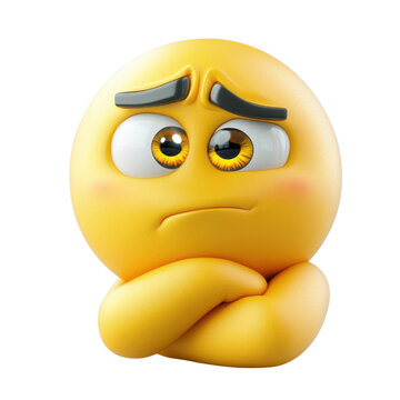 AI Image a 3D rendering of a yellow emoji character with a suspicious or skeptical expression