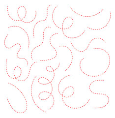 Hand drawn curve dotted line . dashed hand drawn squiggle loopy line set . vector icon .