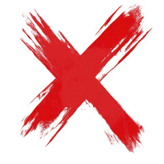 AI Image Red Cross with Rough Edges on Dark Background Suggesting Prohibition or Elimination