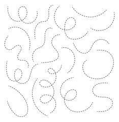Hand drawn curve dotted line . dashed hand drawn squiggle loopy line set . vector icon .