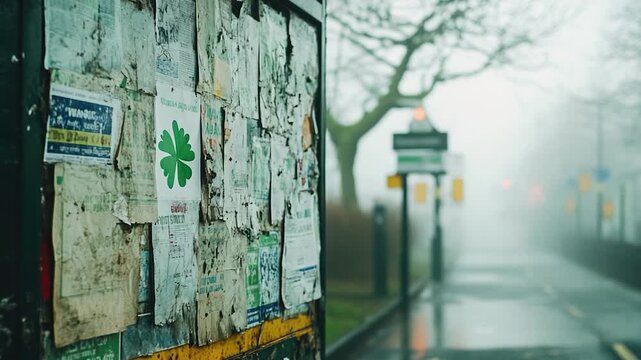Colorful stickers and decals adorn the side of the street, adding a pop of color to the urban landscape