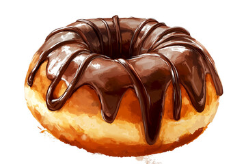 Chocolate glazed donut features a soft, fluffy texture with rich cocoa icing dripping down, creating an enticing dessert ideal for food lovers and sweet treat enthusiasts