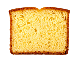  Top-Down View of Single Pound Cake Slice, Detailed Texture, Transparent PNG