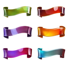 Obraz premium AI Image Glossy ribbon collection with varied colors on dark backdrop graphic elements for website