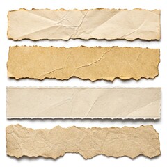 ripped element set of torn paper edges isolated with clipping path on white background. torn paper texture, ripped of paper designs and jagged paper edges create a raw, artistic ...