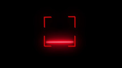 laser scanning icon with minimal line animation. Scanning icon animation with minimal lines and glowing square effects on dark modern digital background. on black background .4k video - Powered by Adobe