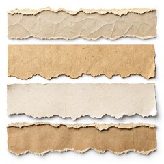ripped element set of torn paper edges isolated with clipping path on white background. torn paper texture, ripped of paper designs and jagged paper edges create a raw, artistic ...